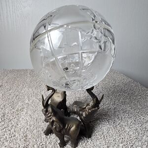 Vintage Bronze Trio Circle Of Elephants Holding The Earth